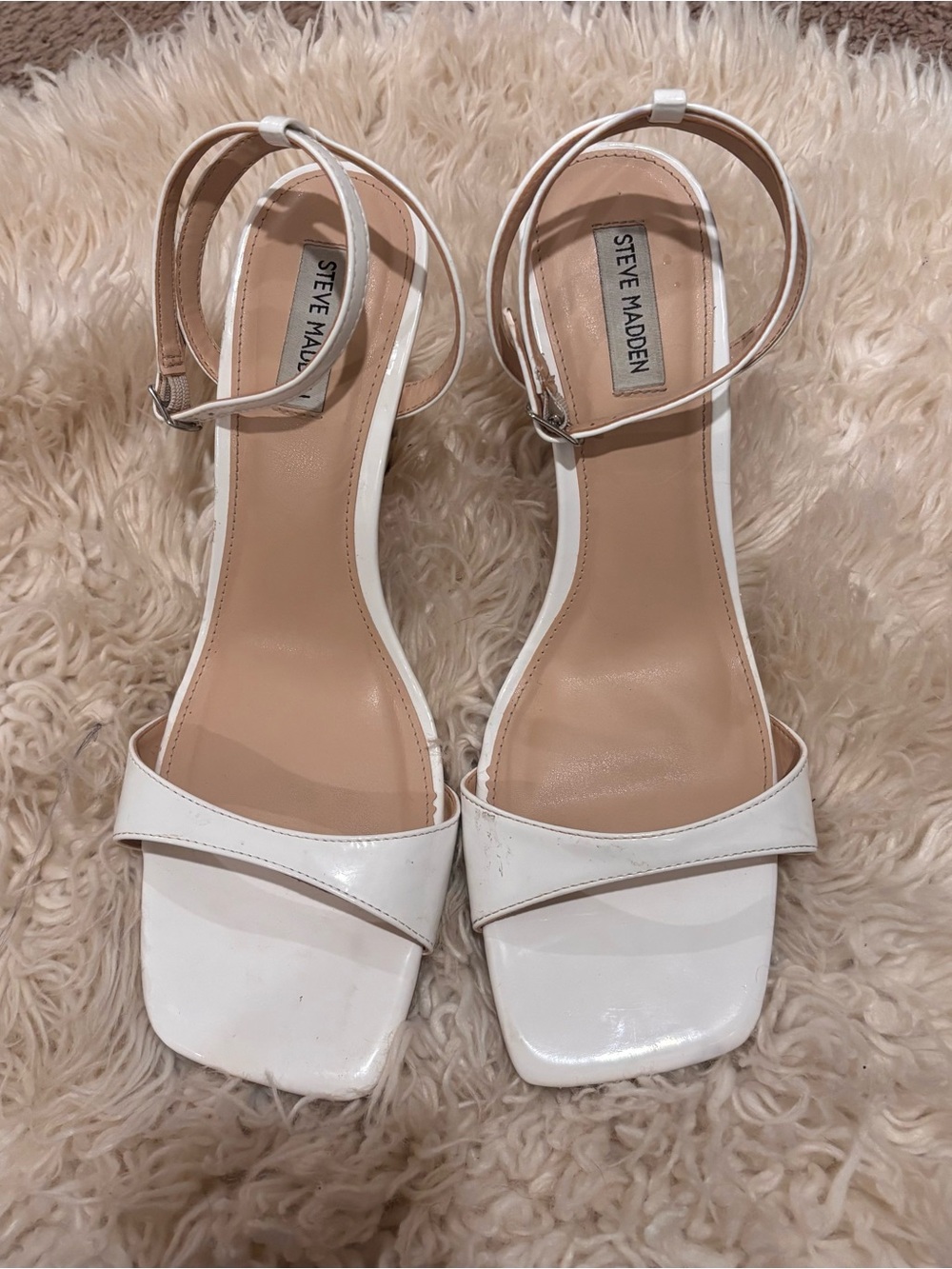 Steve Madden white square toe heels